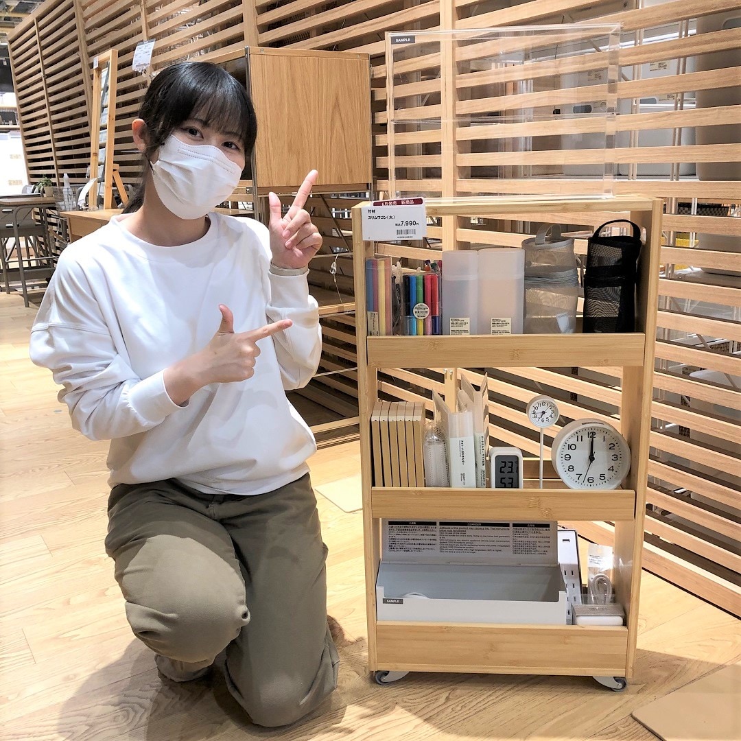 無印良品　スリム　本棚　H175 W80 D21 新大村駅前】丈夫でおしゃれな竹材スリムワゴンが新登場！｜ 無印良品